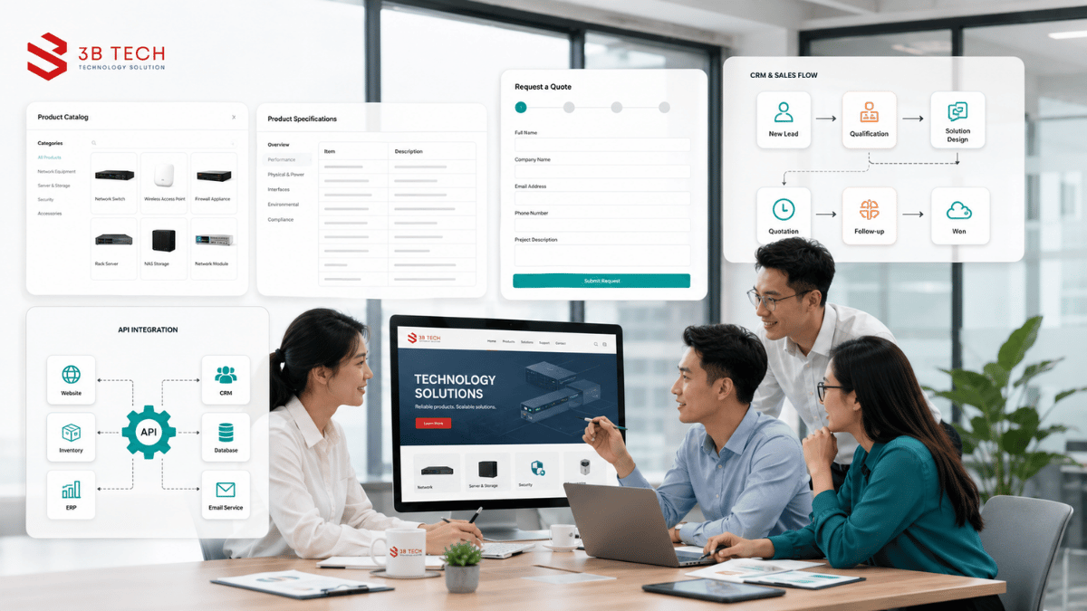 Website doanh nghiệp theo yêu cầu tích hợp catalog và form báo giá