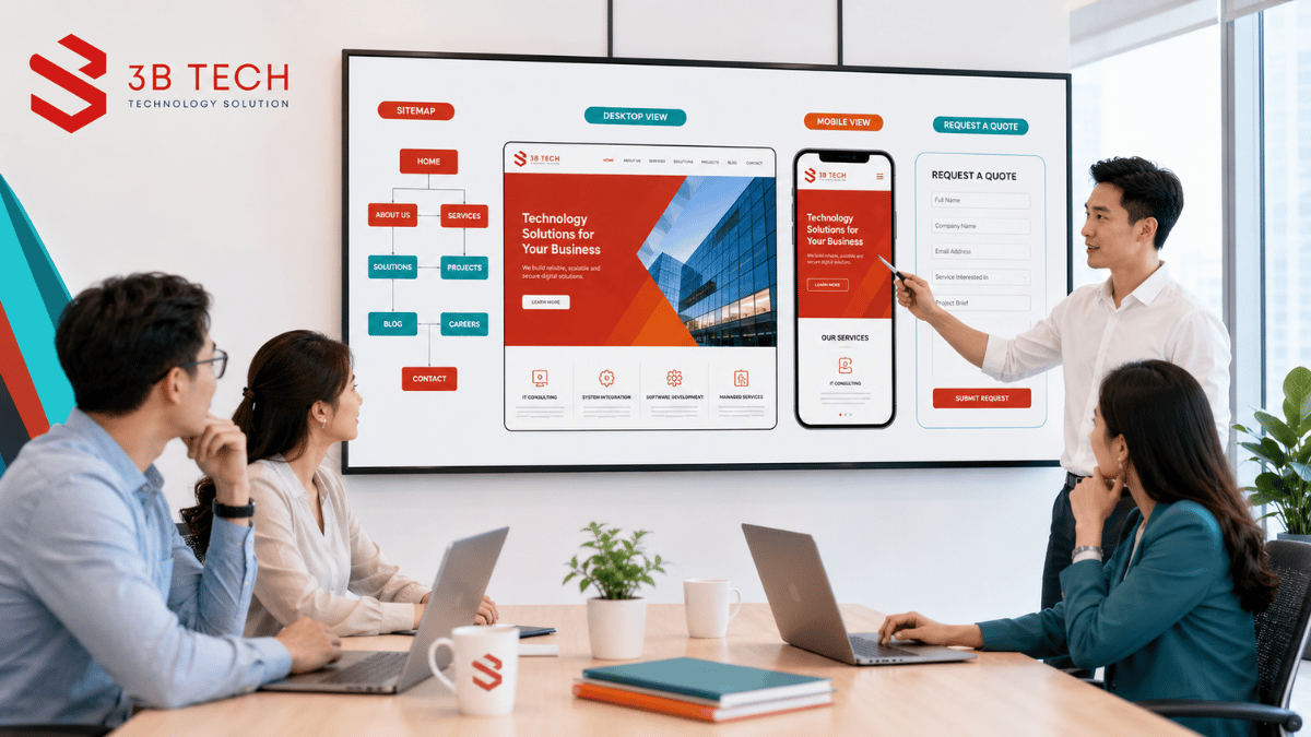 Doanh nghiệp trao đổi phương án thiết kế website theo yêu cầu tại khu vực Quận 12