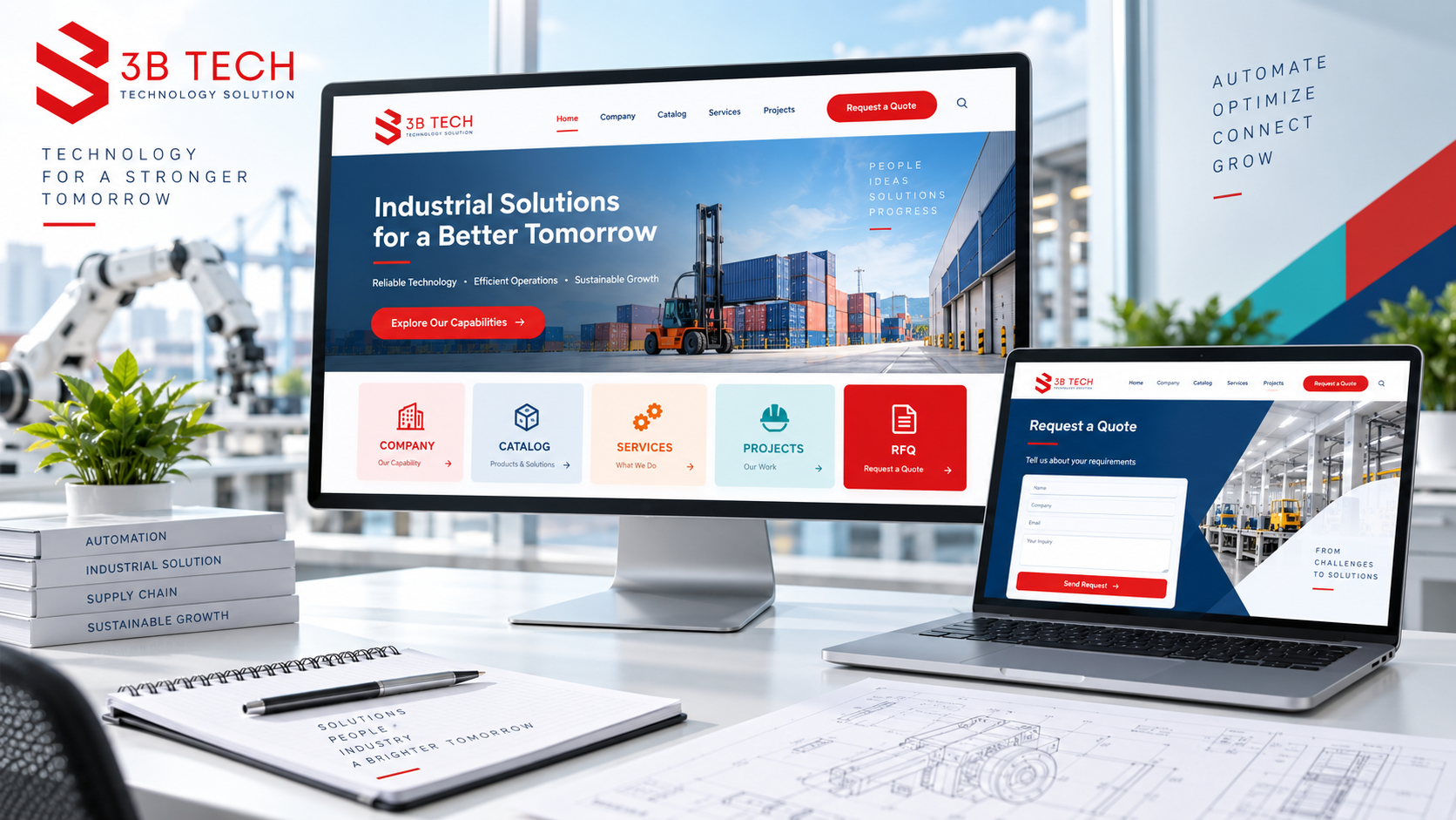 Giao diện website dành cho doanh nghiệp công nghiệp và logistics