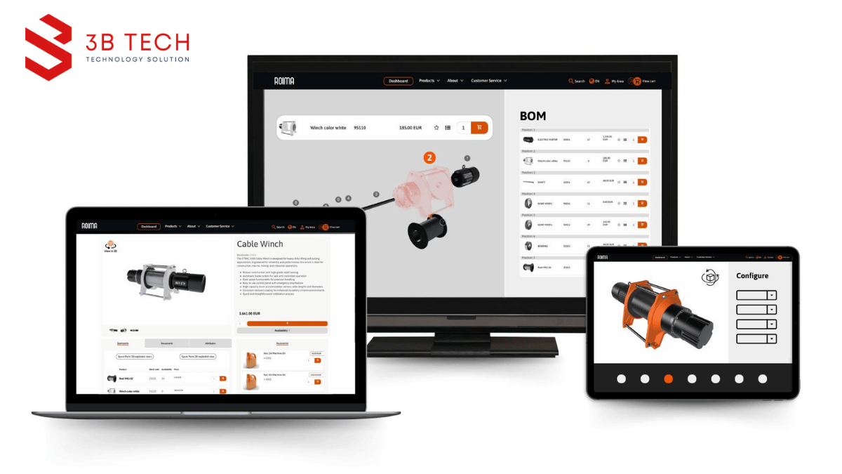 Giao diện dự án website doanh nghiệp B2B có catalog sản phẩm thông số kỹ thuật và form báo giá
