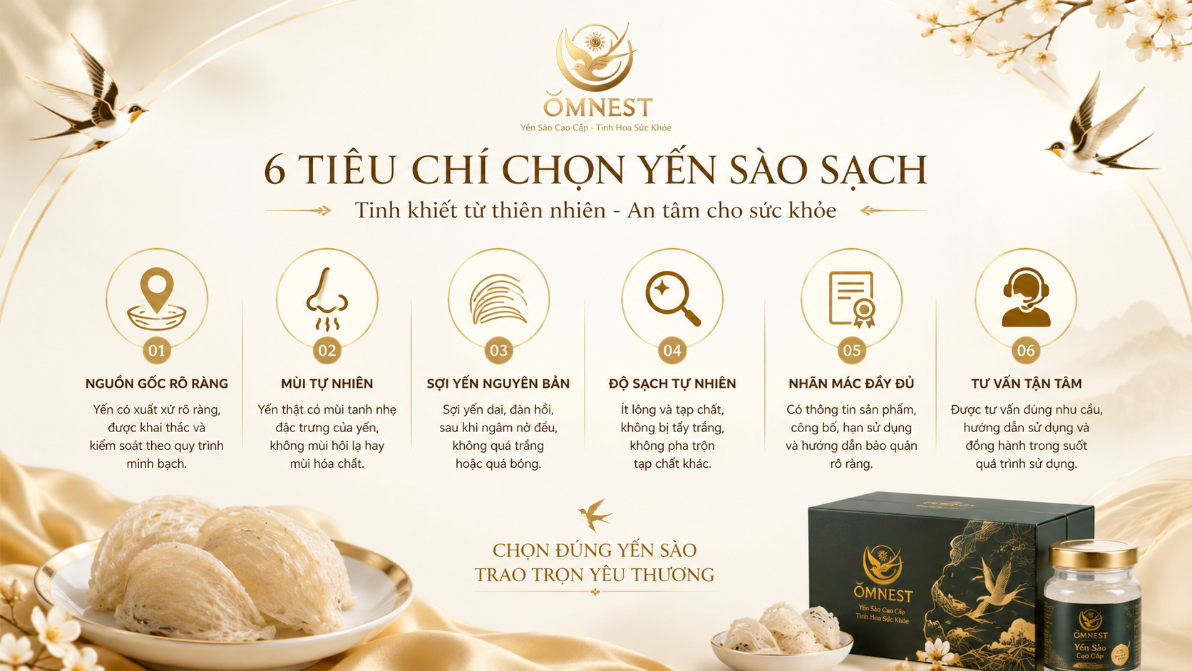 Tiêu chí chọn yến sào sạch thật và đáng mua